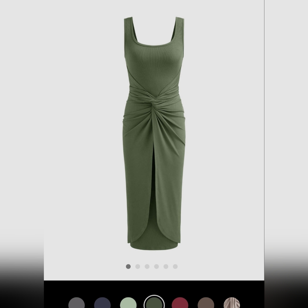 Cider Green Asymmetrical Wrap Midi Dress